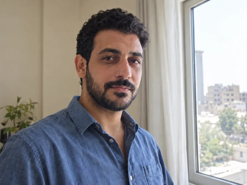 نتيجة تفتيح وجه رجل خيالي مع إبقاء القميص والنافذة